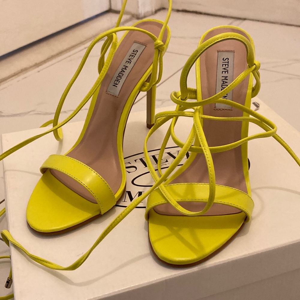Yellow/ neon lace up heels
